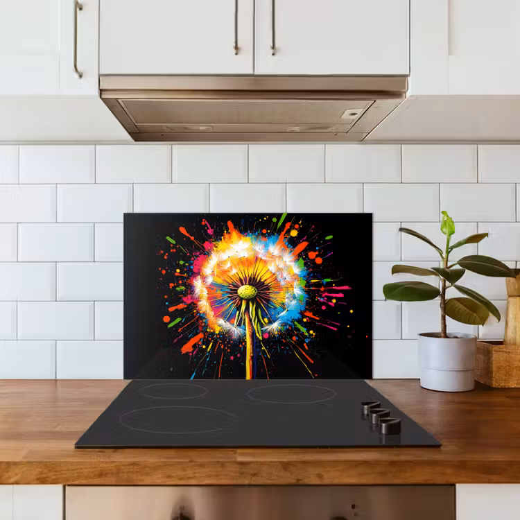 Paardenbloem - Graffiti - Kleurrijk - Bloemen - Natuur keuken achterwand spatscherm klein -sfeer2