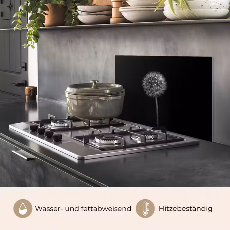 Paardenbloem - Zwart - Bloemen - Botanisch keuken achterwand spatscherm klein -usp_DE