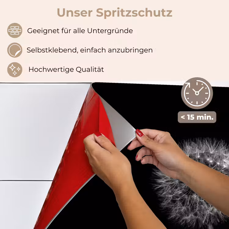 Paardenbloem - Zwart - Bloemen - Botanisch keuken achterwand spatscherm klein -spatscherm_DE