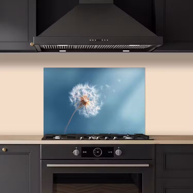 Paardenbloem - Wind - Blauw keuken achterwand spatscherm klein -sfeer1