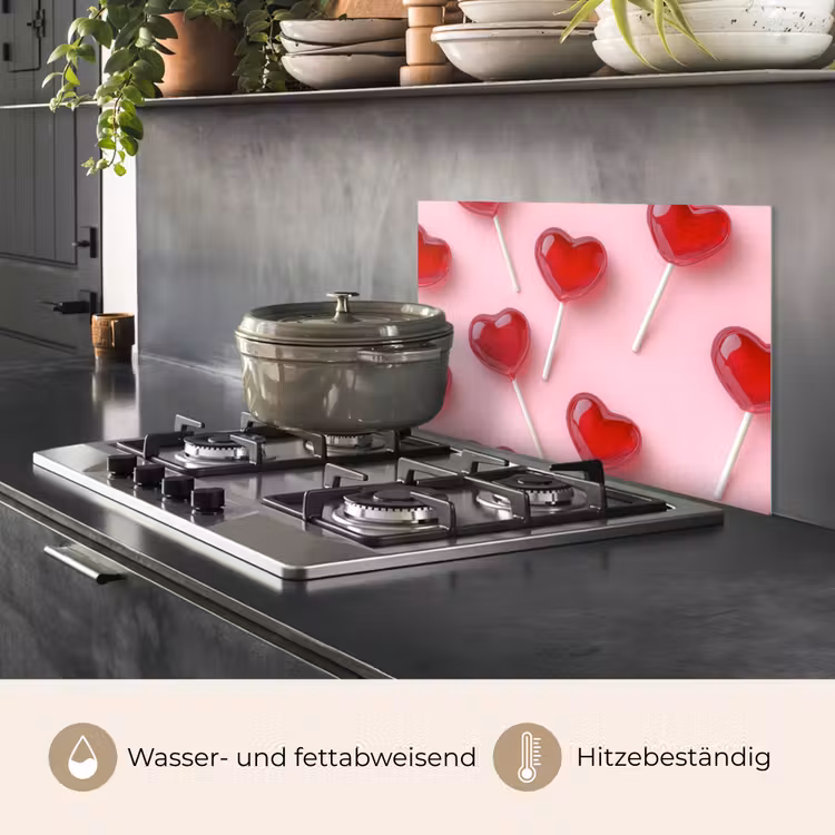 Lollies - Hartjes - Roze keuken achterwand spatscherm klein -usp_DE
