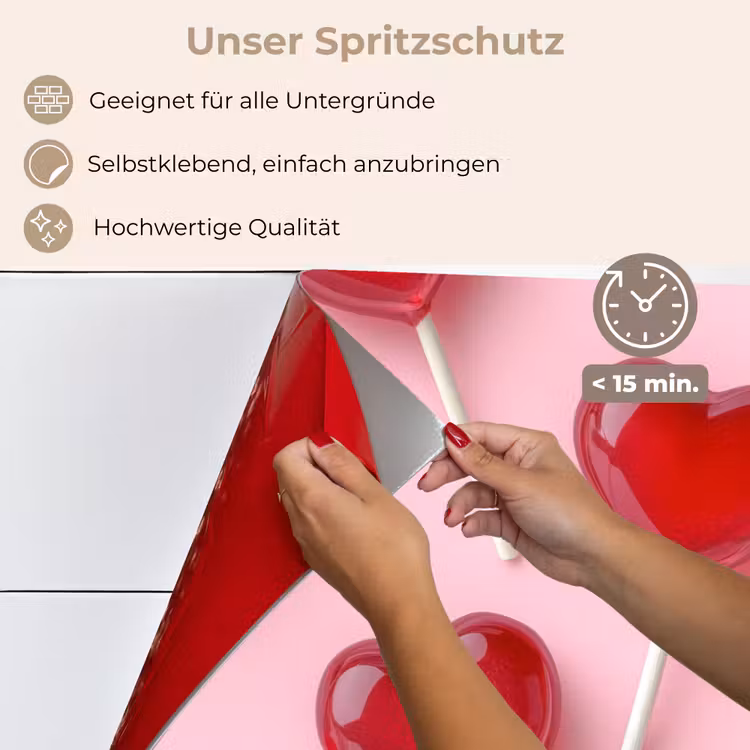 Lollies - Hartjes - Roze keuken achterwand spatscherm klein -spatscherm_DE