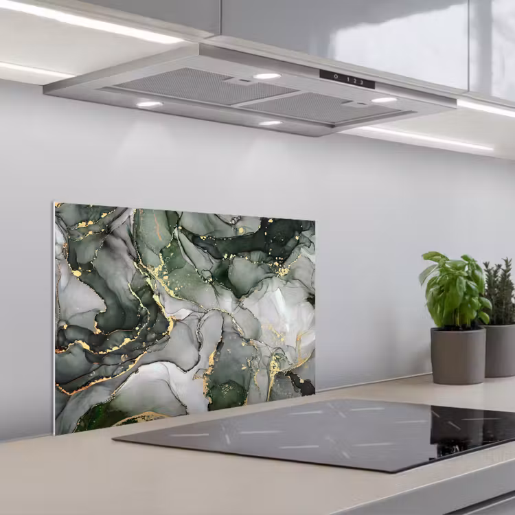 Luxe - Marmer - Groen keuken achterwand spatscherm klein -3d_schuin