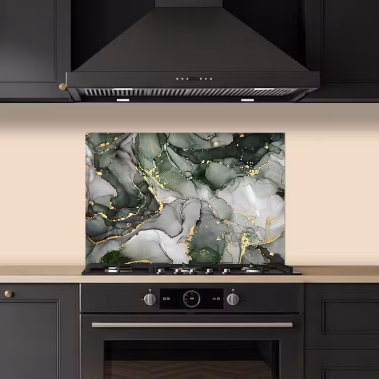 Luxe - Marmer - Groen keuken achterwand spatscherm klein -sfeer1