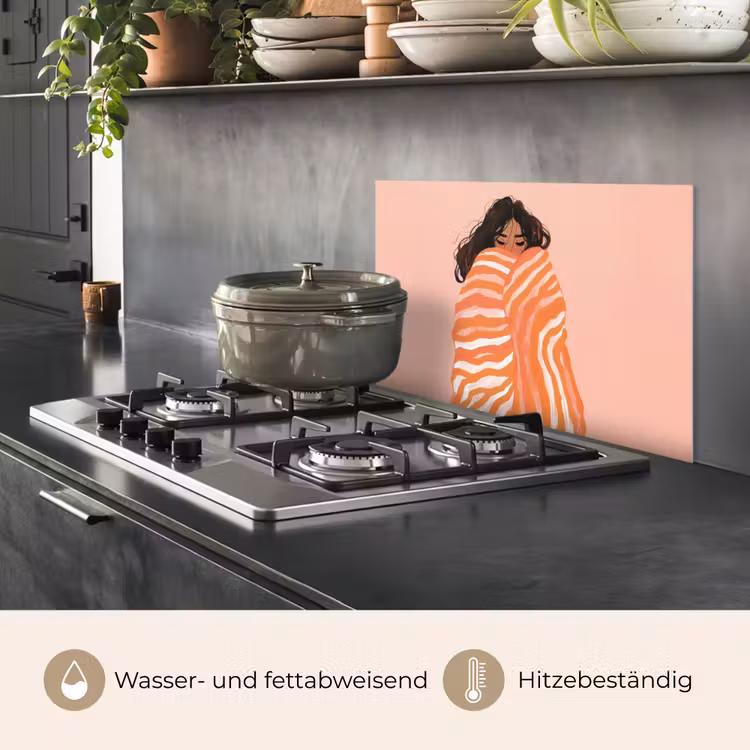 Meisje - Deken - Gestreept - Oranje keuken achterwand spatscherm klein -usp_DE