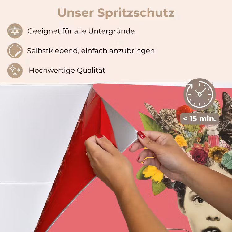 Meisje - Kopje - Bloemen - Roze keuken achterwand spatscherm klein -spatscherm_DE