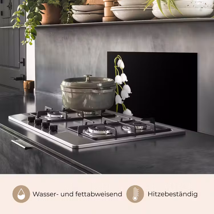Lelietjes van dalen - Bloemen - Zwart - Flora keuken achterwand spatscherm klein -usp_DE