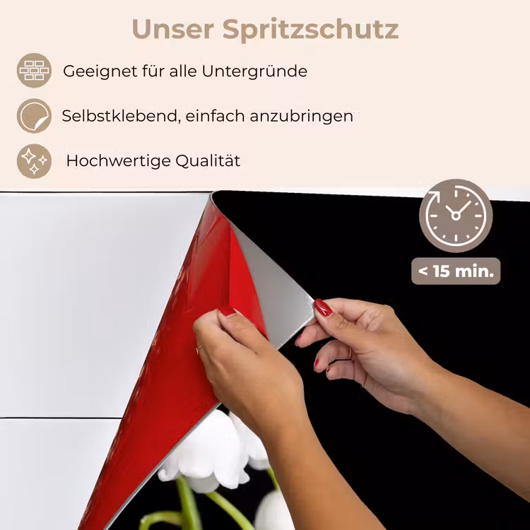 Lelietjes van dalen - Bloemen - Zwart - Flora keuken achterwand spatscherm klein -spatscherm_DE
