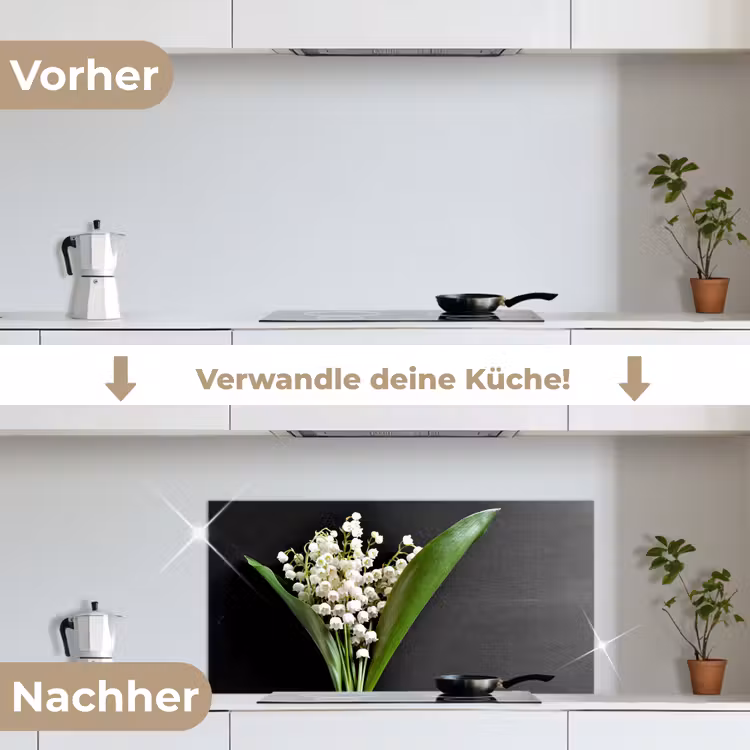 Lelietjes van dalen - Bloemen - Stilleven - Flora keuken achterwand spatscherm middel -voor_na_DE