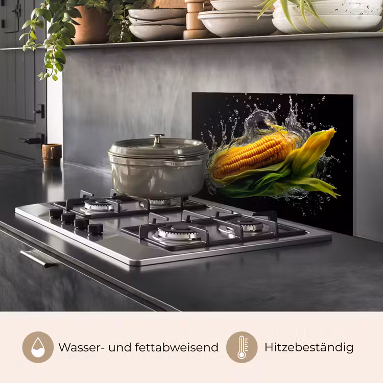Maïs - Groente - Planten - Zwart - Water keuken achterwand spatscherm klein -usp_DE
