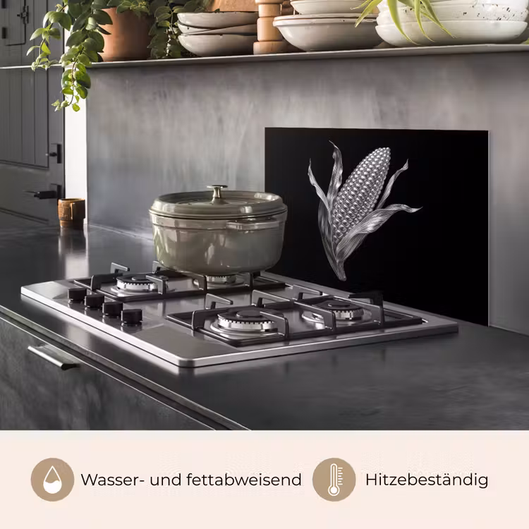 Maïskolf - Glanzend metaal - Elegant keuken achterwand spatscherm klein -usp_DE