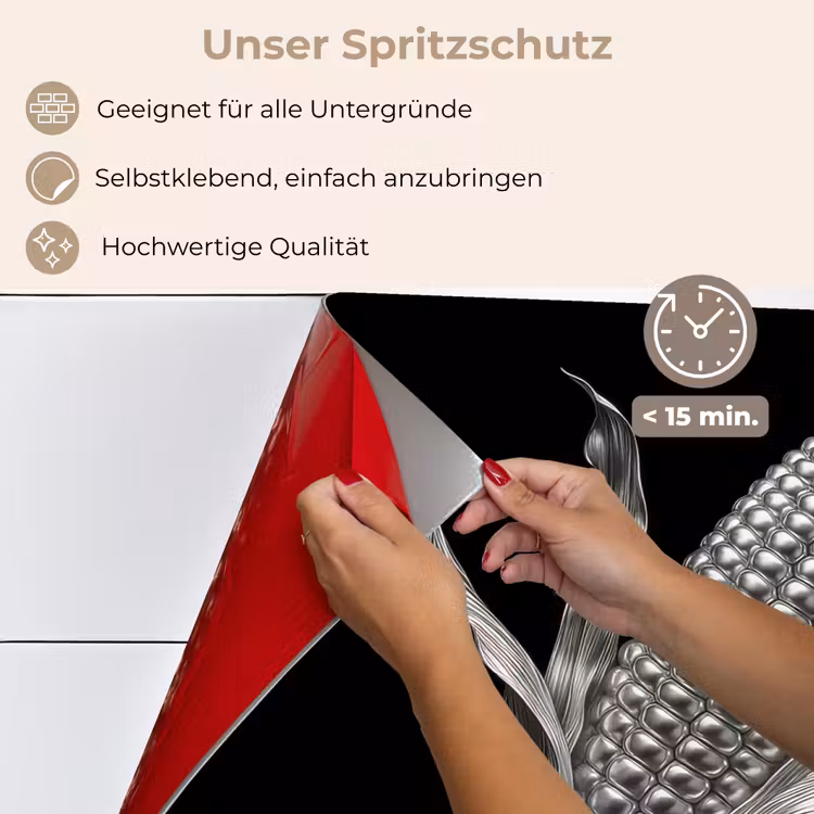 Maïskolf - Glanzend metaal - Elegant keuken achterwand spatscherm klein -spatscherm_DE
