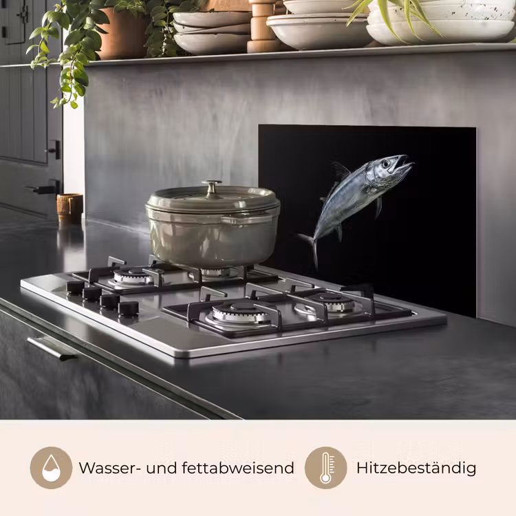 Makreel - Vis - Zwart keuken achterwand spatscherm klein -usp_DE