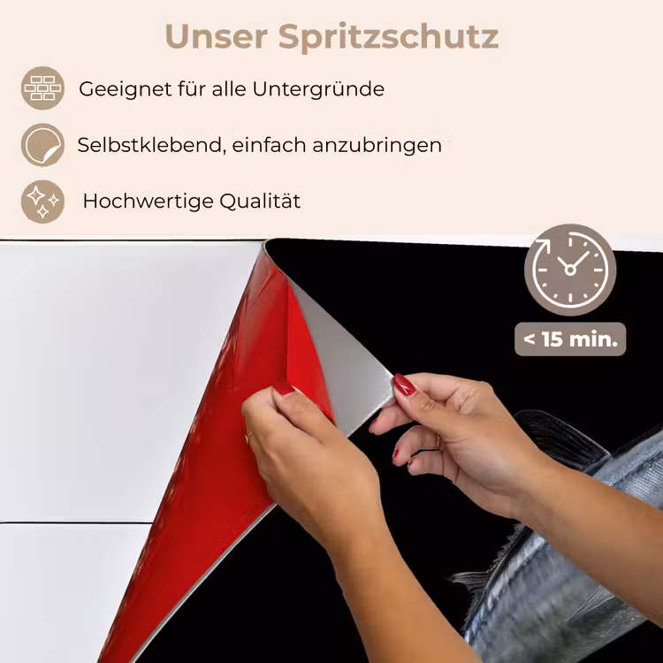 Makreel - Vis - Zwart keuken achterwand spatscherm klein -spatscherm_DE