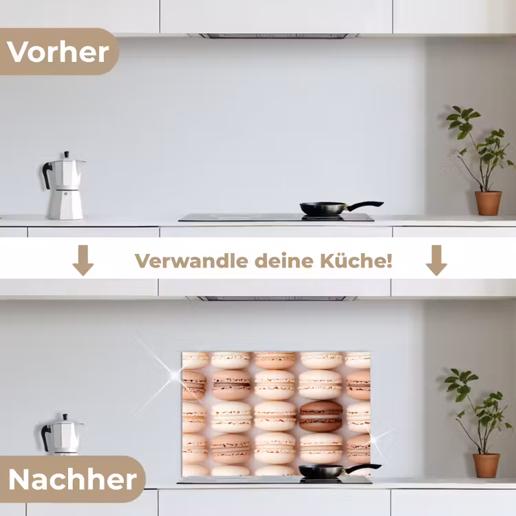 Macarons - Beige - Bruin keuken achterwand spatscherm klein -voor_na_DE