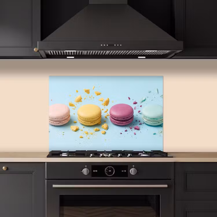 Macarons - Kleurrijk - Pastel keuken achterwand spatscherm klein -sfeer1