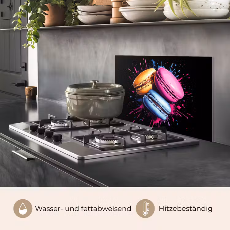 Macarons - Dessert - Graffiti - Kleurrijk - Roze - Blauw - Geel keuken achterwand spatscherm klein -usp_DE