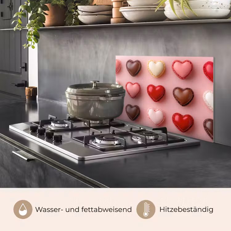 Macarons - Hartjes - Kleurrijk - Roze keuken achterwand spatscherm klein -usp_DE