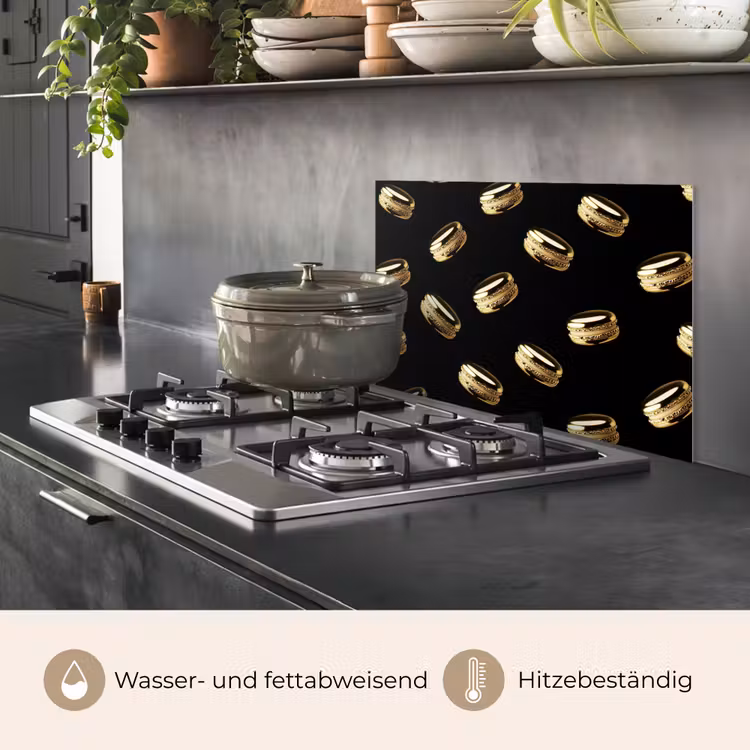 Macarons - Patroon - Goud - Zwart keuken achterwand spatscherm klein -usp_DE