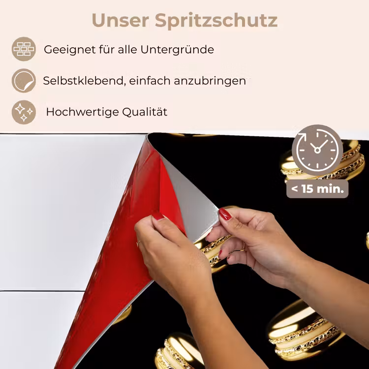 Macarons - Patroon - Goud - Zwart keuken achterwand spatscherm klein -spatscherm_DE