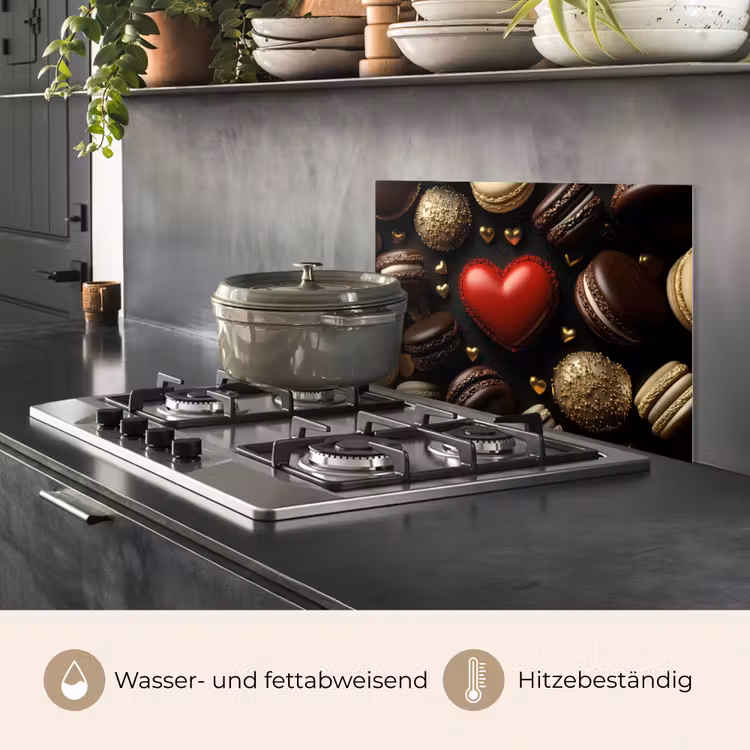 Macarons - Rood - Hart keuken achterwand spatscherm klein -usp_DE