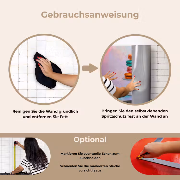 Macarons - Schaal - Pastel - Kleurrijk keuken achterwand spatscherm klein -gebruiksaanwijzing_DE