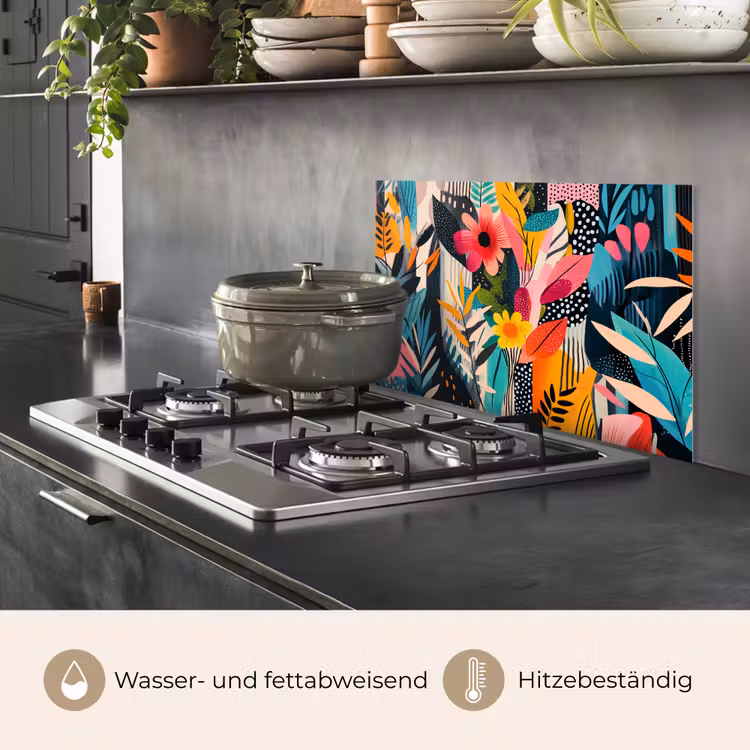 Schilderij - Abstract - Bloemen - Roze keuken achterwand spatscherm klein -usp_DE
