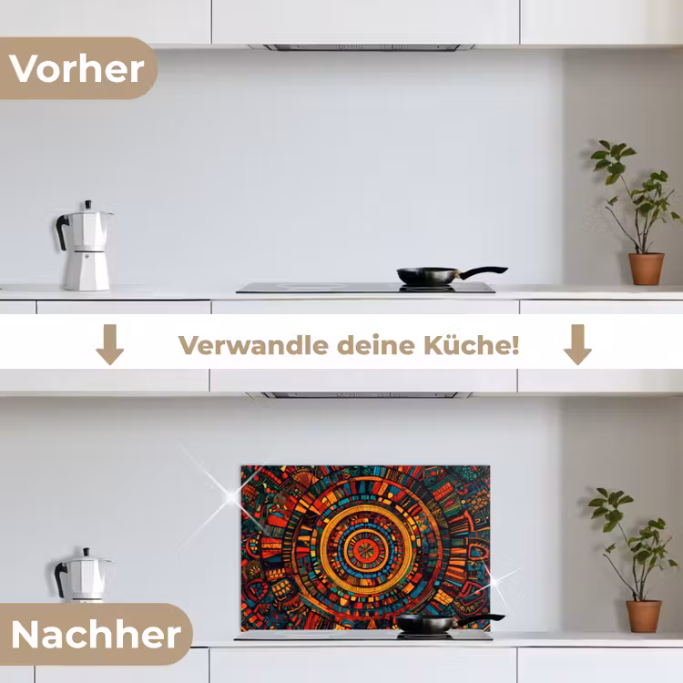 Mandala - Cirkels - Patronen keuken achterwand spatscherm klein -voor_na_DE