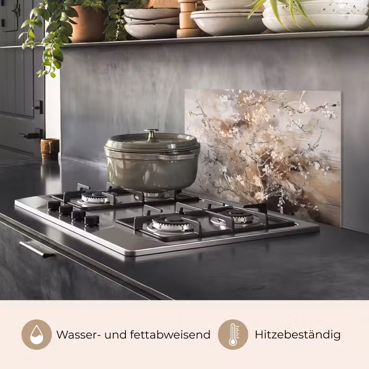 Amandelbloesem - Kunst - Van Gogh - Beige - Abstract keuken achterwand spatscherm klein -usp_DE