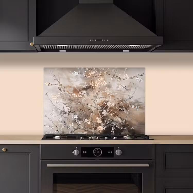 Amandelbloesem - Kunst - Van Gogh - Beige - Abstract keuken achterwand spatscherm klein -sfeer1