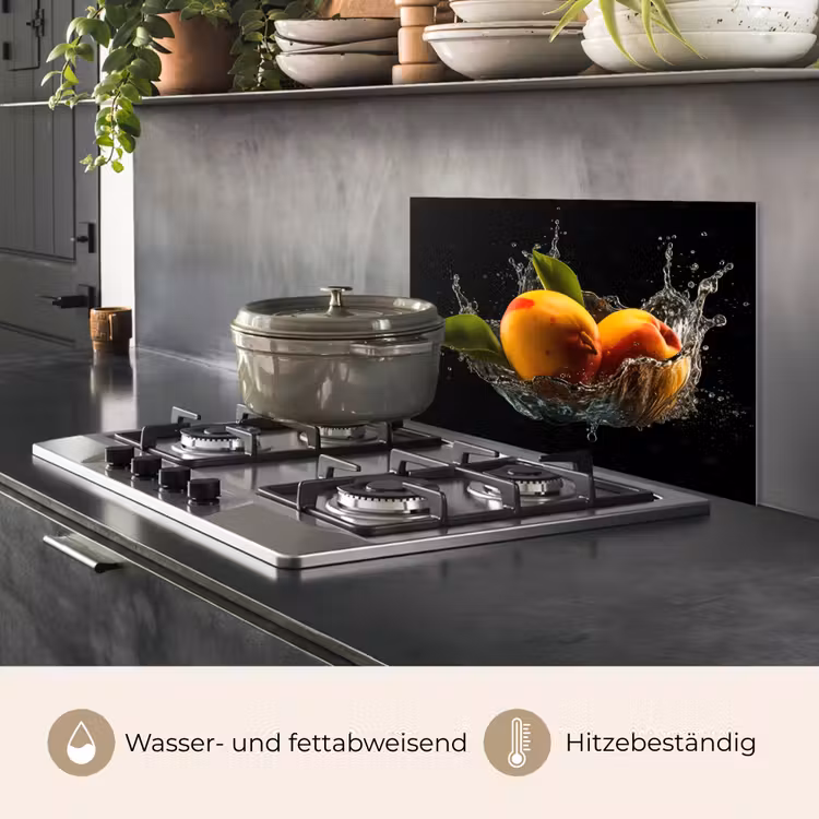 Mango - Fruit - Water - Zwart - Bladeren keuken achterwand spatscherm klein -usp_DE