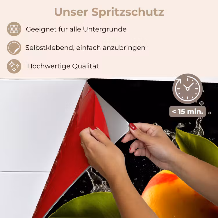 Mango - Fruit - Water - Zwart - Bladeren keuken achterwand spatscherm klein -spatscherm_DE