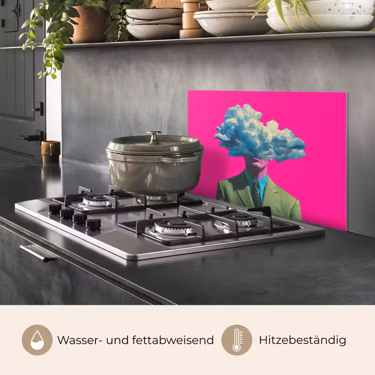 Man - Pak - Wolk - Roze keuken achterwand spatscherm klein -usp_DE