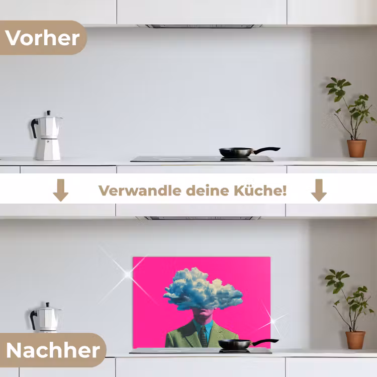 Man - Pak - Wolk - Roze keuken achterwand spatscherm klein -voor_na_DE