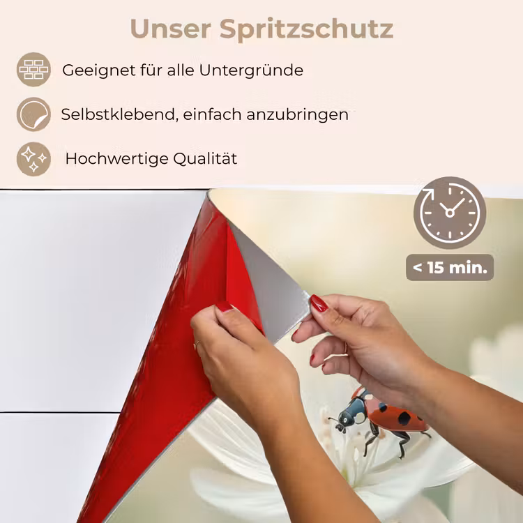 Lieveheersbeestje - Bloemen - Wit keuken achterwand spatscherm klein -spatscherm_DE