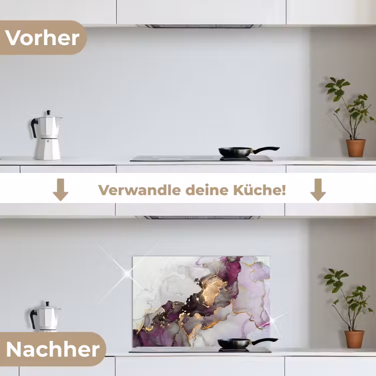 Marmer - Abstract - Goud - Paars keuken achterwand spatscherm klein -voor_na_DE