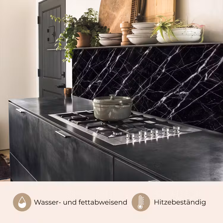 Marmer - Aders - Abstract - Zwart keuken achterwand 2 middel -usp_DE