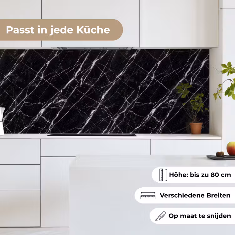 Marmer - Aders - Abstract - Zwart keuken achterwand 2 middel -sfeer4_DE