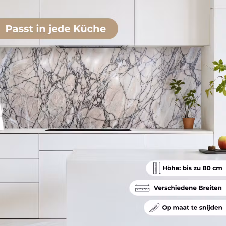 Marmer - Aderen - Patroon - Wit - Grijs keuken achterwand 2 middel -sfeer4_DE