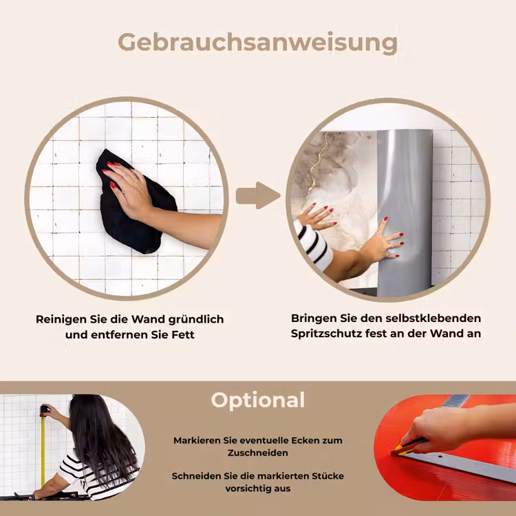 Marmer - Bruin - Gouden keuken achterwand spatscherm klein -gebruiksaanwijzing_DE