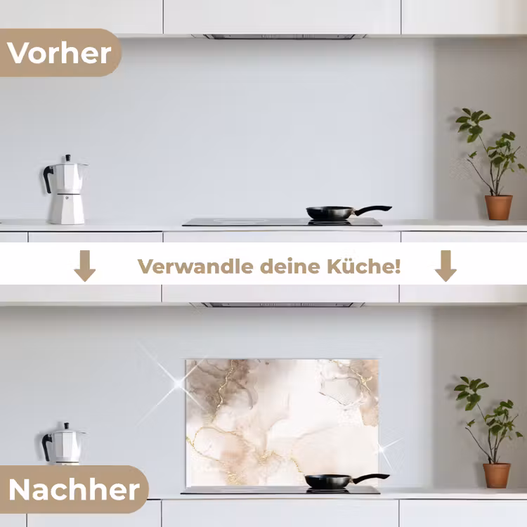 Marmer - Bruin - Gouden keuken achterwand spatscherm klein -voor_na_DE