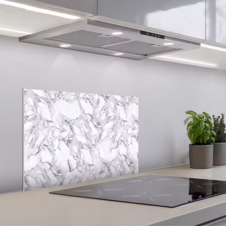 Marmer - Gelaagd - Brekend - Grijsstructuur keuken achterwand spatscherm klein 900 -3d_schuin