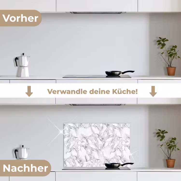 Marmer - Gelaagd - Brekend - Grijsstructuur keuken achterwand spatscherm klein 900 -voor_na_DE