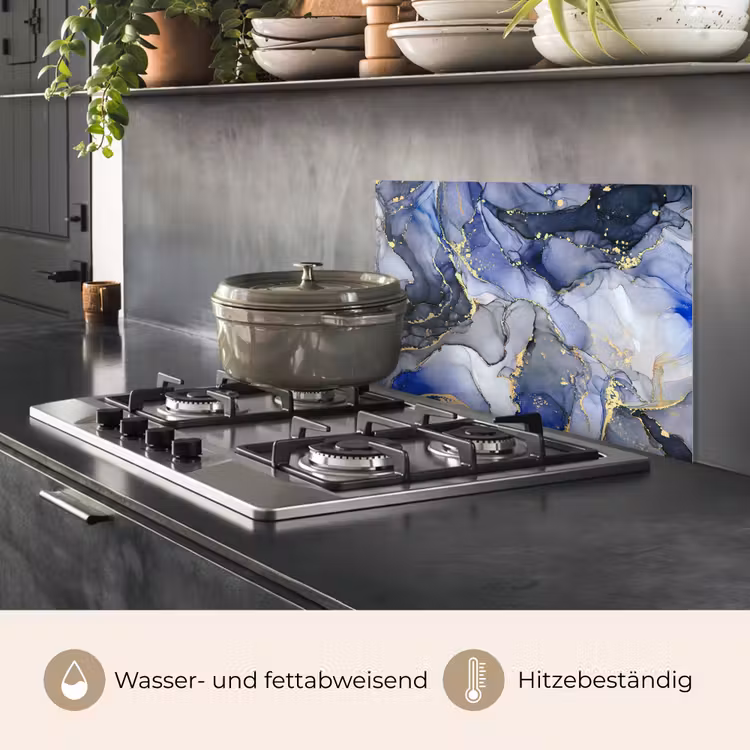 Marmer - Goud - Abstract - Blauw keuken achterwand spatscherm klein -usp_DE