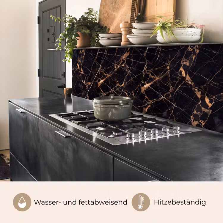 Marmer - Goud - Abstract - Zwart keuken achterwand 2 middel -usp_DE