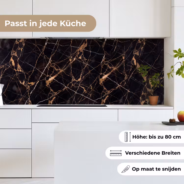 Marmer - Goud - Abstract - Zwart keuken achterwand 2 middel -sfeer4_DE
