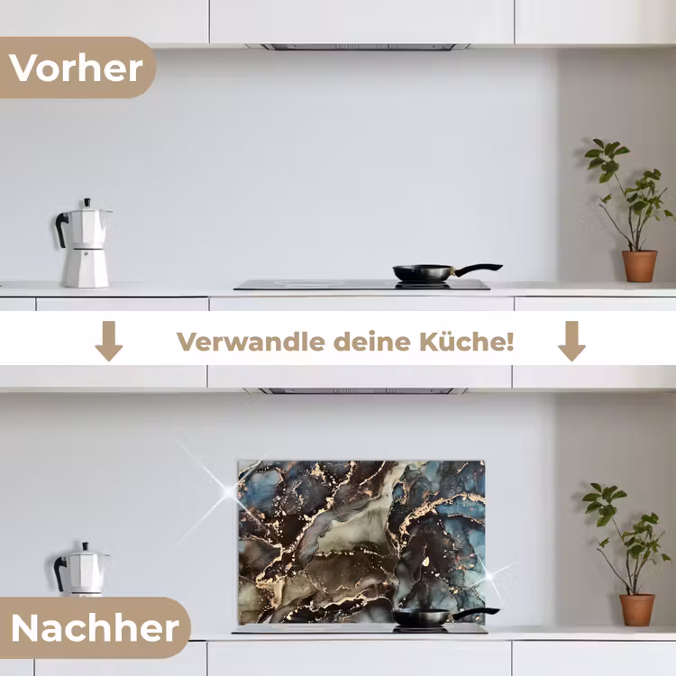 Marmer - Goud - Groen keuken achterwand spatscherm klein -voor_na_DE