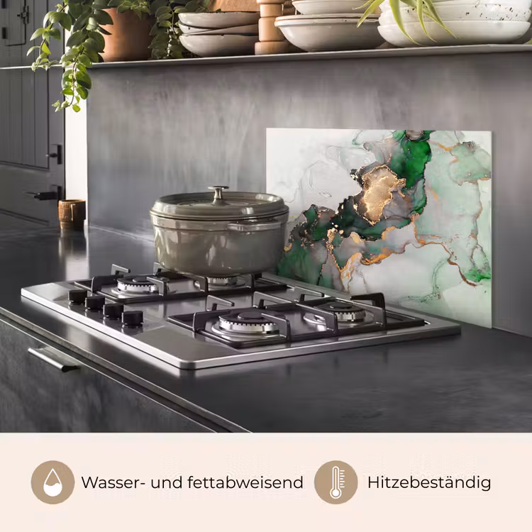 Marmer - Goud - Groen - Luxe keuken achterwand spatscherm klein -usp_DE