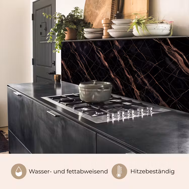 Marmer - Goud - Patroon - Luxe - Zwart keuken achterwand 2 middel -usp_DE