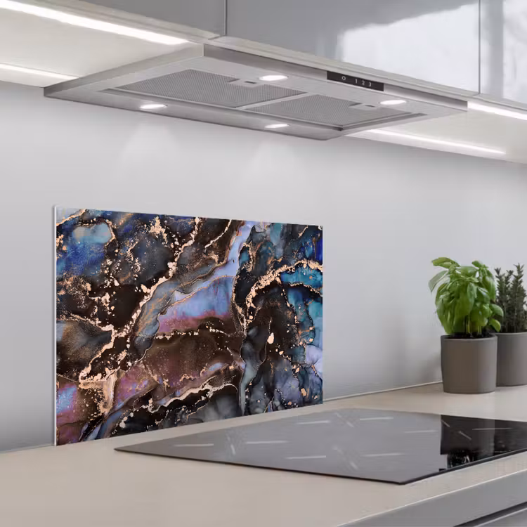 Marmer - Goud - Rosé keuken achterwand spatscherm klein -3d_schuin